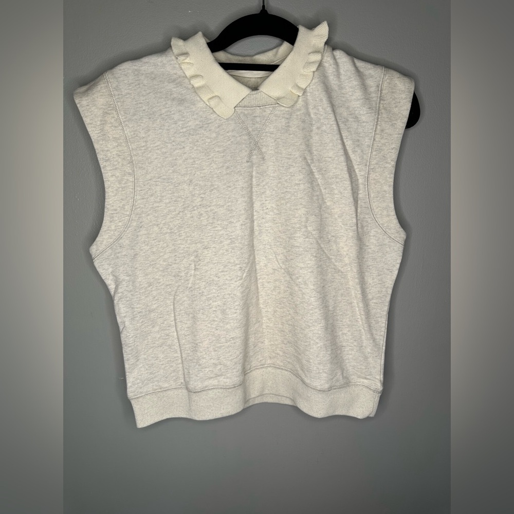 Gray and Cream Boxy Sleeveless Muscle Tee